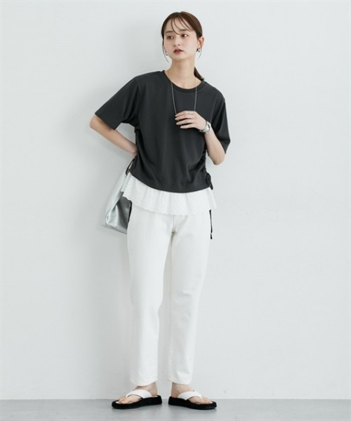 ニッセン（nissen） tシャツ 半袖 裾レース切替カットソートップス