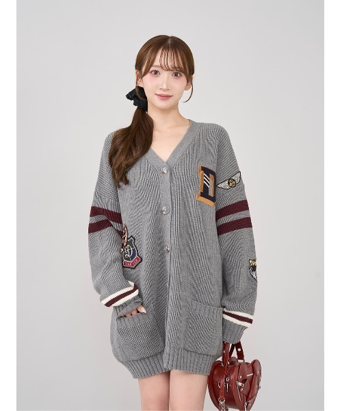 Darich カーディガン カレッジワッペンVネックニット