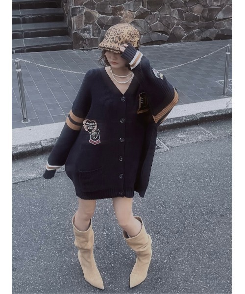 Darich（ダーリッチ） カーディガン カレッジワッペンVネックニット