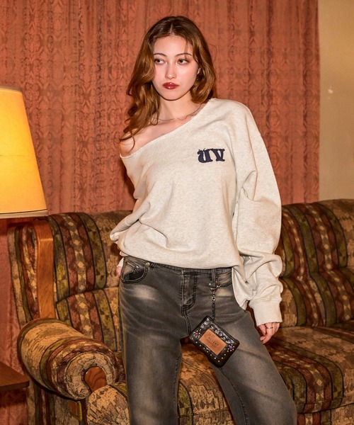 トップス ACLENT Cutoff oneshoulder loose sweat トップス ACLENT Cutoff oneshoulder loose sweat トップス