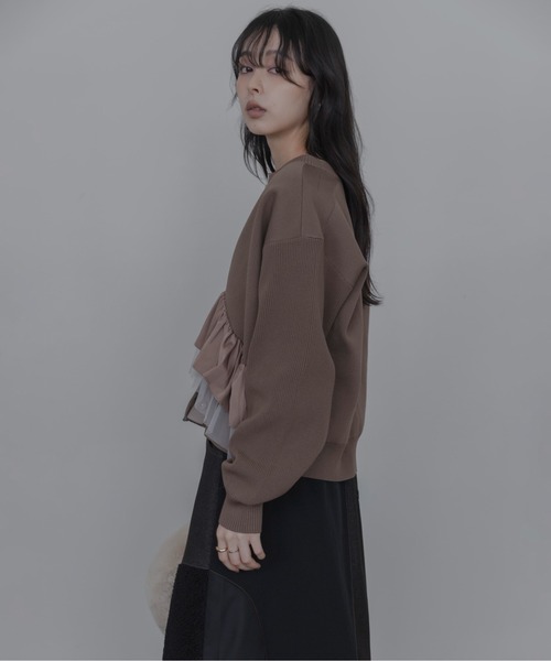 Eimee Law（エイミーロウ） カーディガン ランダムリボンフリルニット