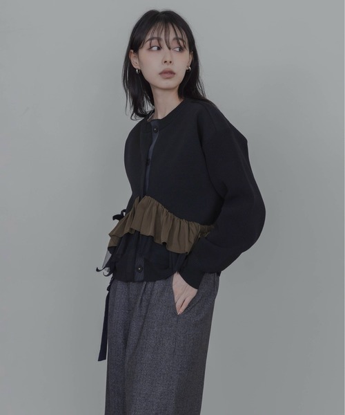 Eimee Law（エイミーロウ） カーディガン ランダムリボンフリルニット