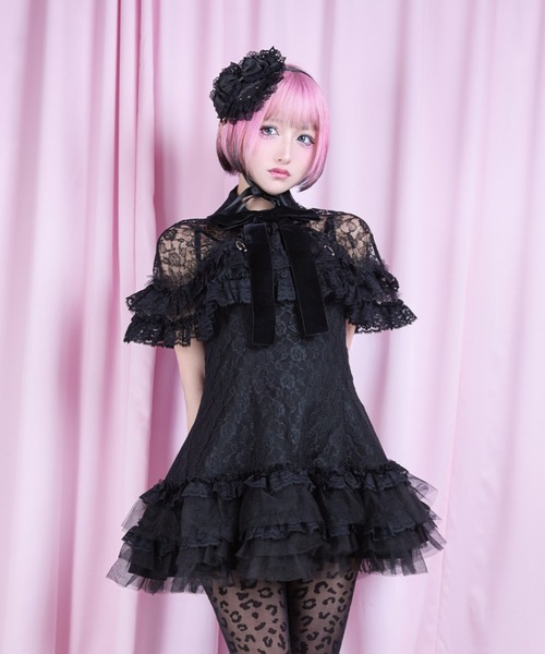 ワンピース AVENCHUMU Lace & frill cape one piece AVENCHUMU ワンピース Lace ＆ frill cape one piece : ZOZOTOWN Yahoo