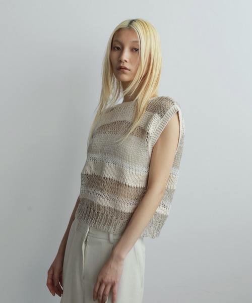 anuke（アンヌーク） ベスト ジレ Border Knit Vest レディース