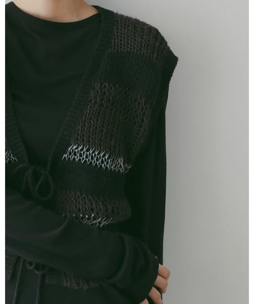 anuke（アンヌーク） ベスト ジレ Border Knit Vest レディース