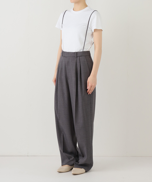 IENA（イエナ） スラックス パンツ サスペンダーチェックパンツ