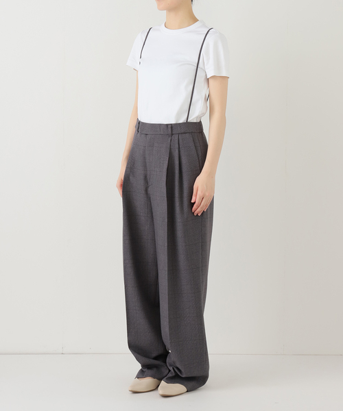 IENA（イエナ） スラックス パンツ サスペンダーチェックパンツ