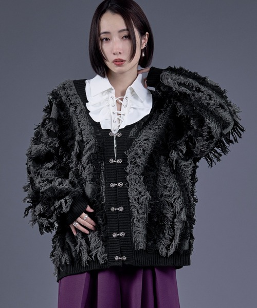 Ellno Loset（エルノロゼット） カーディガン メタルチャイナボタン