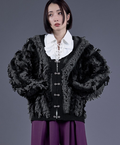 Ellno Loset（エルノロゼット） カーディガン メタルチャイナボタン