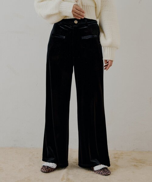 Chico（チコ） パンツ 「SALON by Chico/セットアップ対応」金釦ベロア