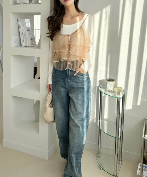 Ada. キャミソール 2way チュール ティアードキャミソール ビスチェ