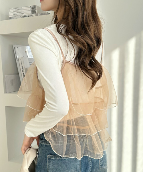 Ada. キャミソール 2way チュール ティアードキャミソール ビスチェ