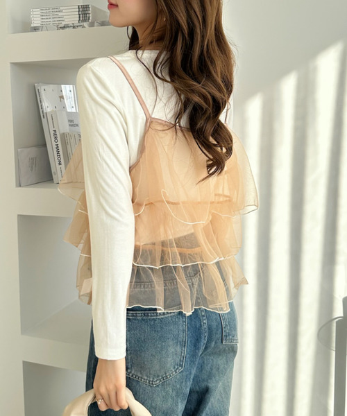 Ada. キャミソール 2way チュール ティアードキャミソール ビスチェ