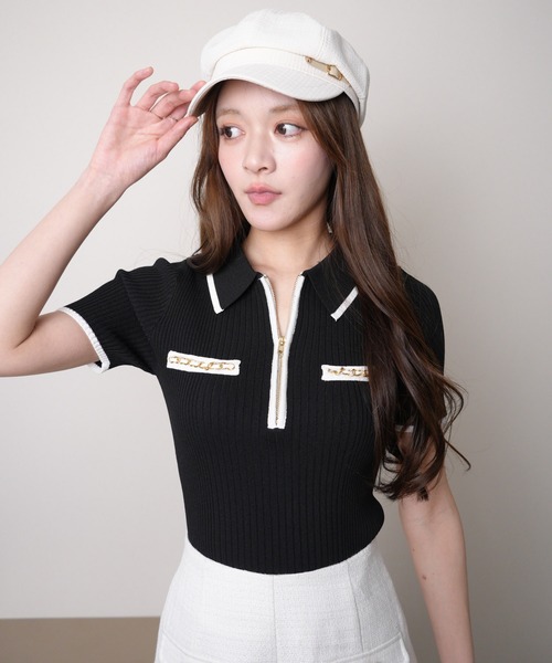 「LIPSERVICE」 半袖ニット FREE ブラック レディース_画像9