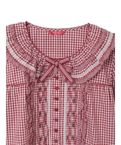 PINK HOUSE（ピンクハウス） ブラウス シャツ フリル襟付きギンガム