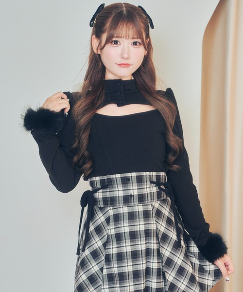LAFARY（ラファリー） tシャツ デコルテ開きハイネックトップス