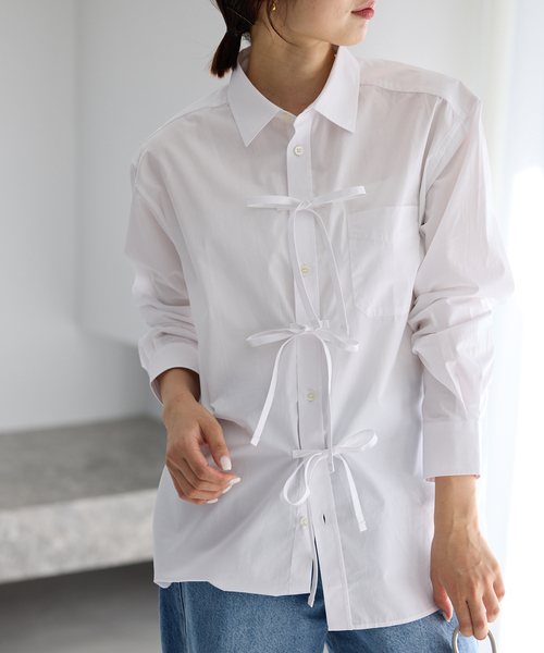 MA/RE ブラウス シャツ MA/RE/マレ RIBBON SHIRTS シャツ LIGHT COTTON
