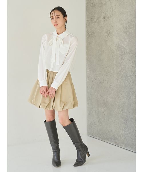 スナイデル　クロップドバリエブラウス　WHT スナイデル SNIDEL バリエクロップドシャツ （WHT） - ファッション