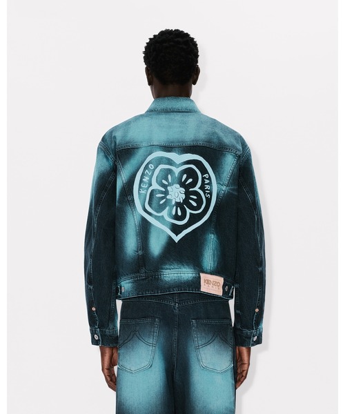 デニムジャケット gジャン 'KENZO Boke Heart' オーバーサイズ トラッカー ジャケット イン ジャパニーズ デニム メンズの画像