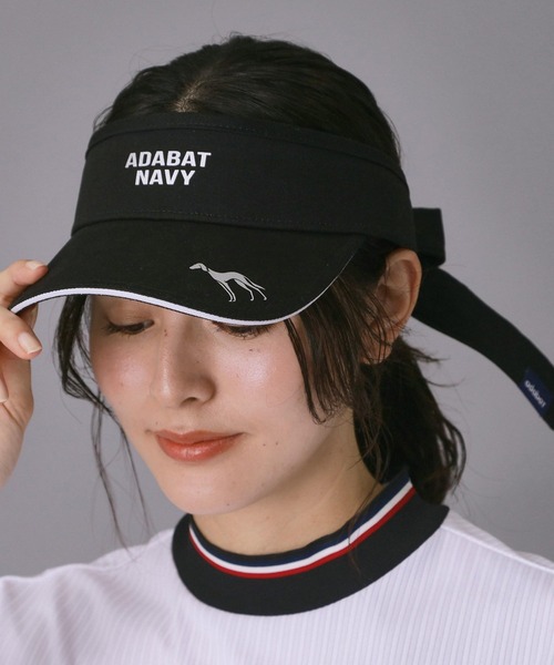 adabat レディース ゴルフ バイザー ブラック adabat（アダバット） サンバイザー レディース 「ADABAT NAVY」リボン