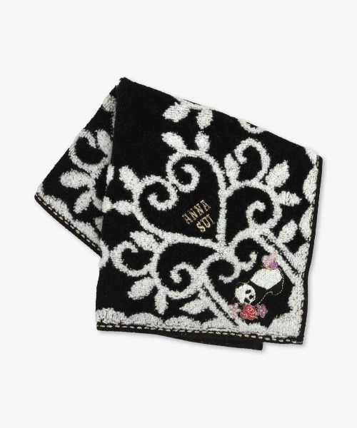 ANNA SUI（アナスイ） ハンカチ アニマル刺繍タオル ブラックスワン