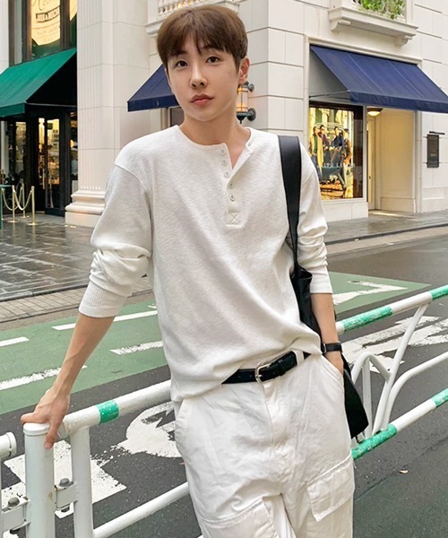 NOWLE（ノウル） tシャツ 「NOWLE」ヘンリーネック リブ ロング