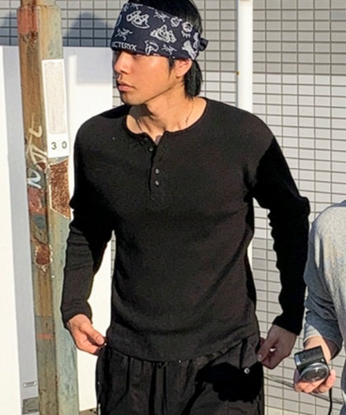 NOWLE（ノウル） tシャツ 「NOWLE」ヘンリーネック リブ ロング