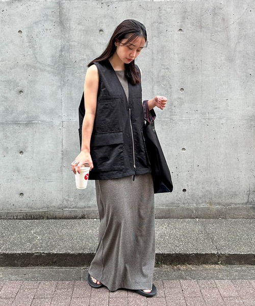 「feepur」 キャミソールワンピース TALL ブラック レディース_画像3