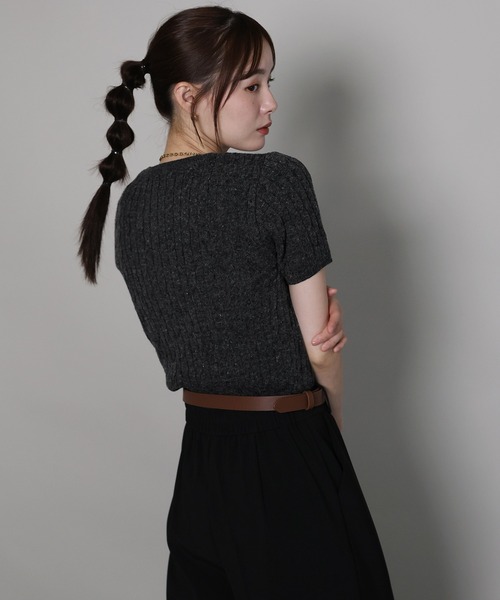 「J by blue」 半袖ニット MEDIUM チャコールグレー レディース_画像7