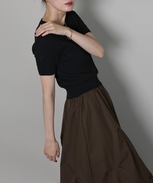 「J by blue」 半袖ニット MEDIUM チャコールグレー レディース_画像8