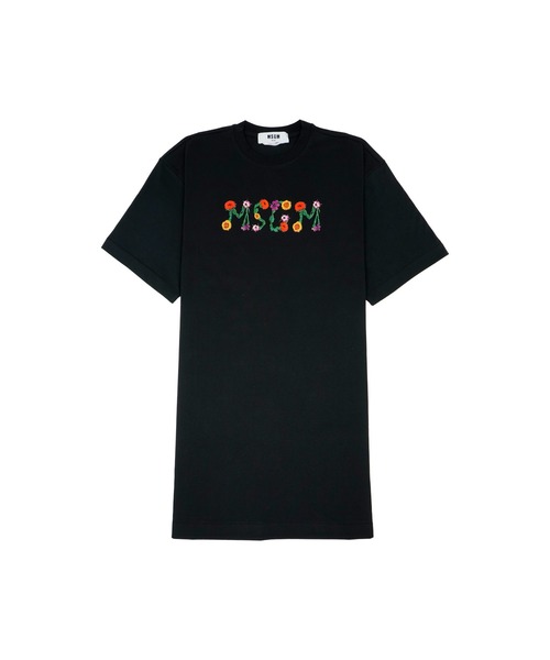 ワンピース MSGM FLOWER エンブロイダリーロゴ Tシャツワンピース