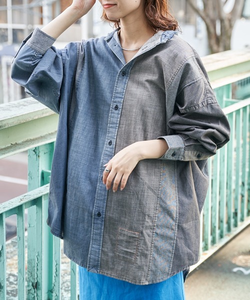 「etsinta」 長袖シャツ ONE SIZE インディゴブルー レディース_画像2