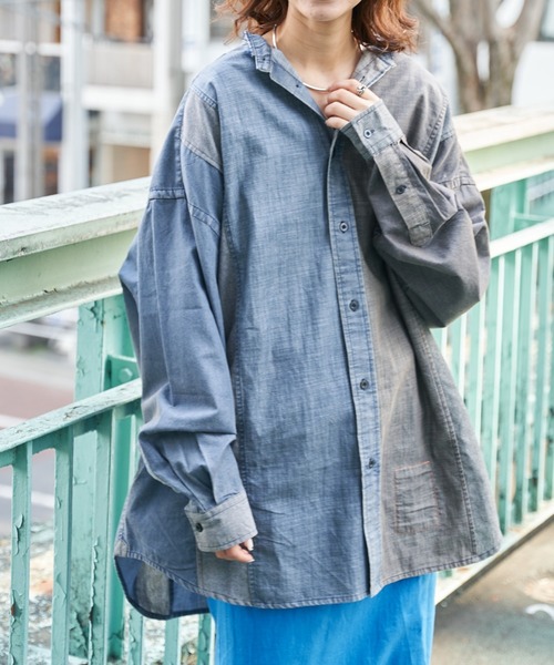 「etsinta」 長袖シャツ ONE SIZE インディゴブルー レディース_画像3