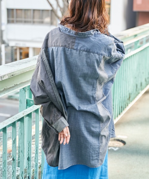 「etsinta」 長袖シャツ ONE SIZE インディゴブルー レディース_画像5