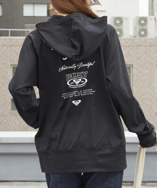 【期間限定セール】ROXY ロキシー　スノボウエア　M　黒　パーカー ROXY（ロキシー） パーカー uvカット HISTORICAL LOGO HOODIE ジップ