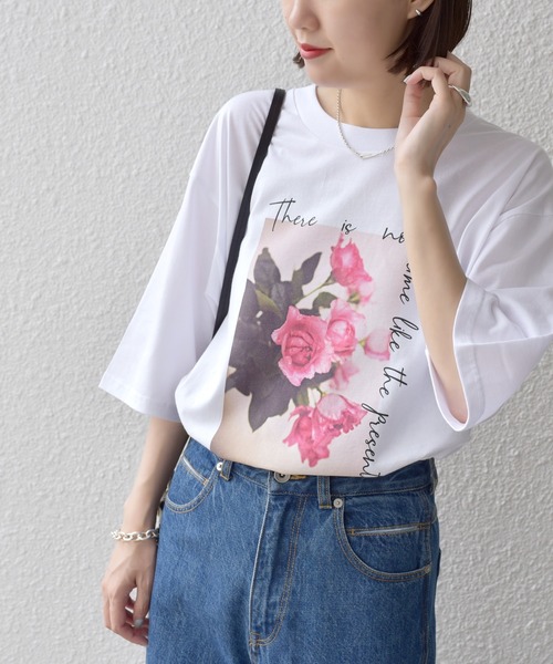 「SHIPS.me」 半袖Tシャツ M ホワイト×グレー レディース_画像3