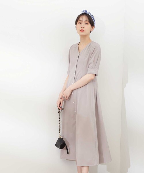 「N.(N. Natural Beauty Basic)」 半袖ワンピース MEDIUM ベージュ レディース_画像4