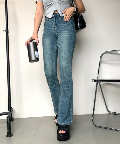 「non-hedge」 ブーツカットデニムパンツ M インディゴブルー レディース_画像4