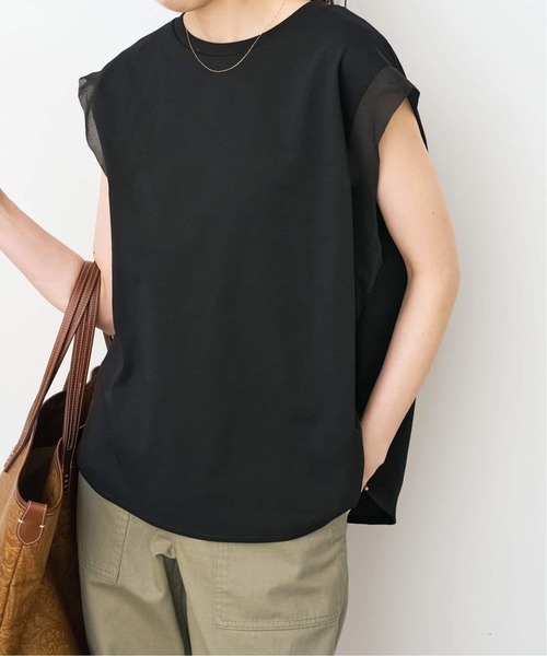 【Spick＆Span】黒Tシャツ/カットソー★新品タグ付き★オーガンジー Spick＆Span（スピック アンド スパン） tシャツ 「追加」オーガンジー