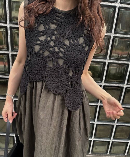 WILLFULLY（ウィルフリー） ワンピース crochet knit layered nylon OP