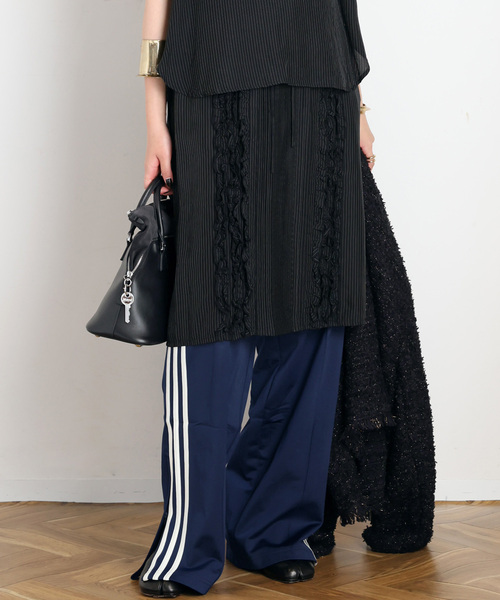 スカート 「ARCHIVE STANCE/アーカイブスタンス」washed stripe frill skirt