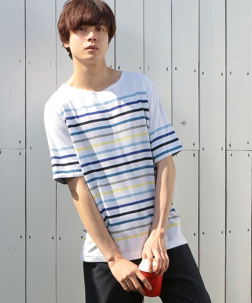 tシャツ Tシャツ 【定番人気アイテム】マルチボーダーボートネックTシャツ|ZOZOTOWN |01