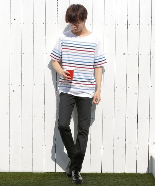 tシャツ Tシャツ 【定番人気アイテム】マルチボーダーボートネックTシャツ|ZOZOTOWN |07