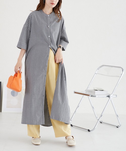 acro（アクロ） シャツワンピース ストライプシャツワンピース/AC1056