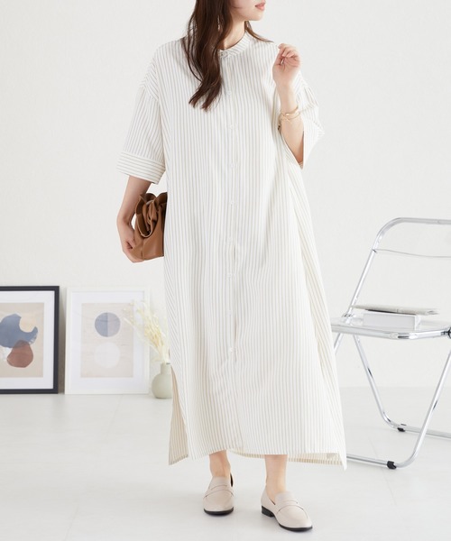 acro（アクロ） シャツワンピース ストライプシャツワンピース/AC1056