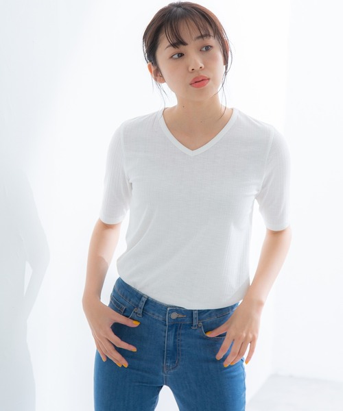 tシャツ Tシャツ 半袖テレコVネックT|ZOZOTOWN |01
