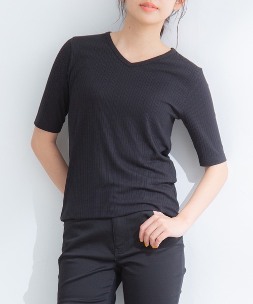 tシャツ Tシャツ 半袖テレコVネックT980円 tシャツ Tシャツ 半袖テレコVネックT980円