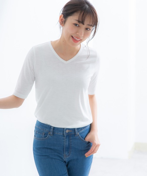 tシャツ Tシャツ 半袖テレコVネックT|ZOZOTOWN |09