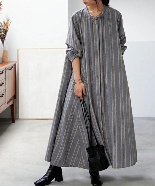 びすびす♡ 新品♡ ETRE TOKYO テントラインシャツワンピース No one knows シャツワンピース ストライプ柄テントライン