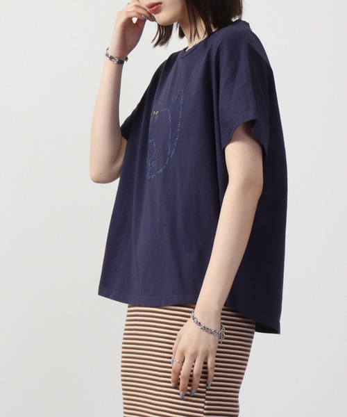 tシャツ EMAGO ロゴネコ刺繍ドルマンT 半袖 レディース Emago tシャツ EMAGO ロゴネコ刺繍ドルマンT 半袖 レディース